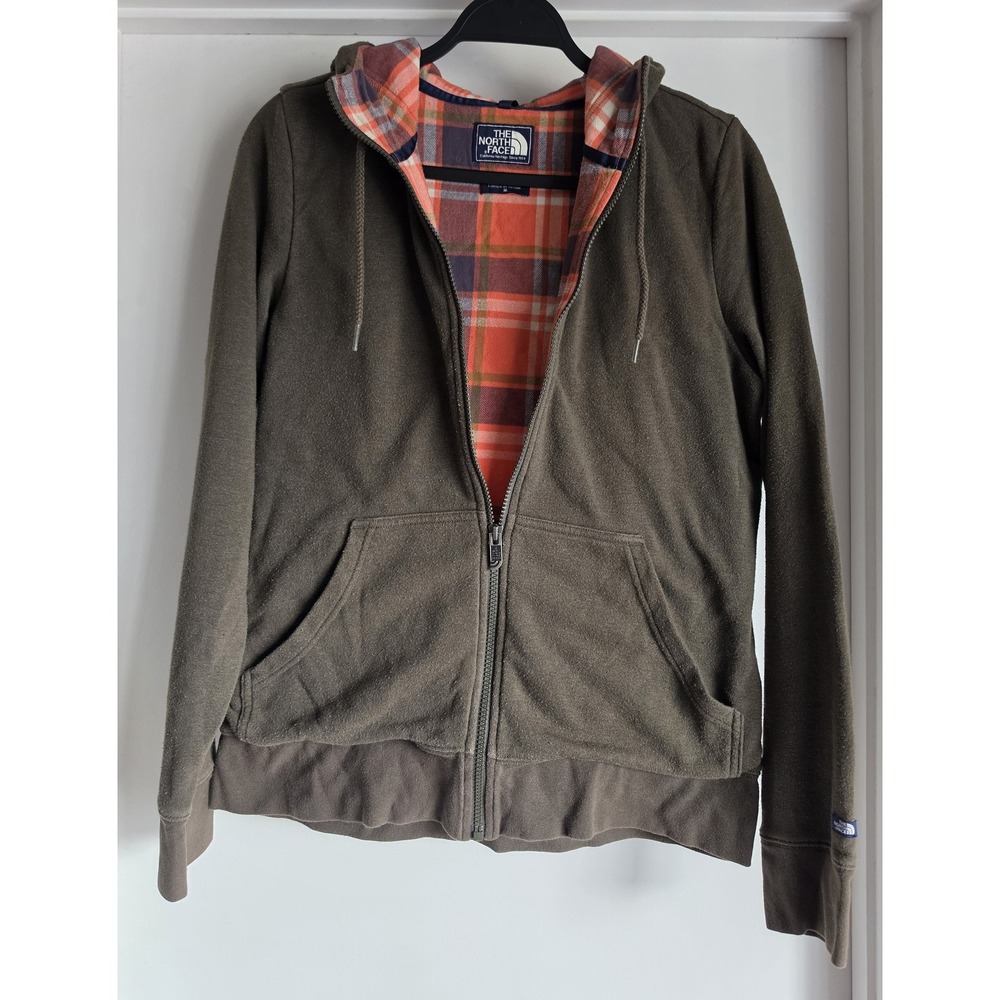 The North Face Hoodie Women M Green Plaid Pullover Casual Gorpcore Sweatshirt